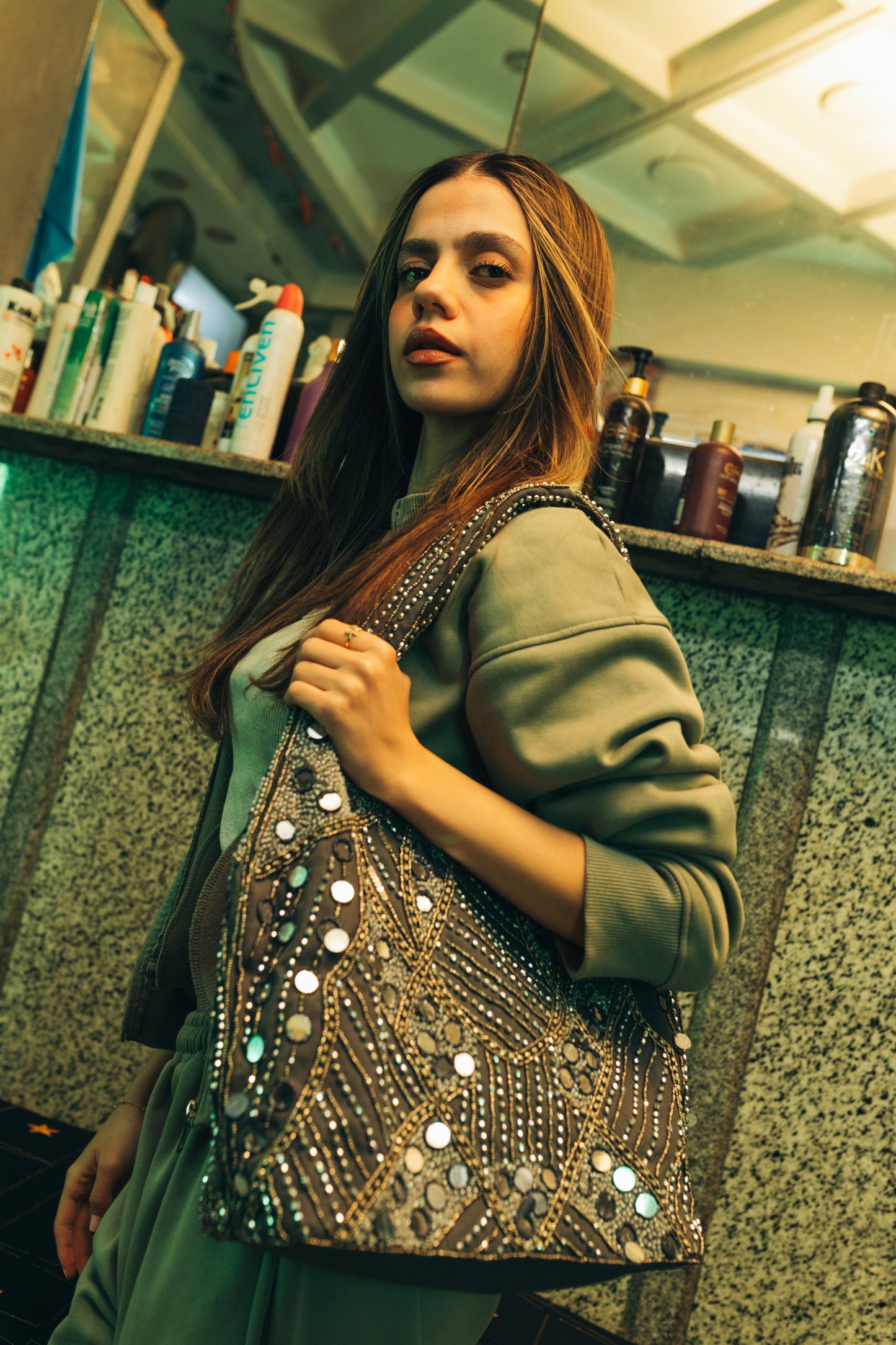 Valentina in Gray Shoulder Bag