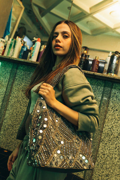 Valentina in Gray Shoulder Bag
